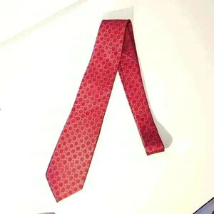 Burma Bibas 100% Silk Red Geo metric design Tie O728444